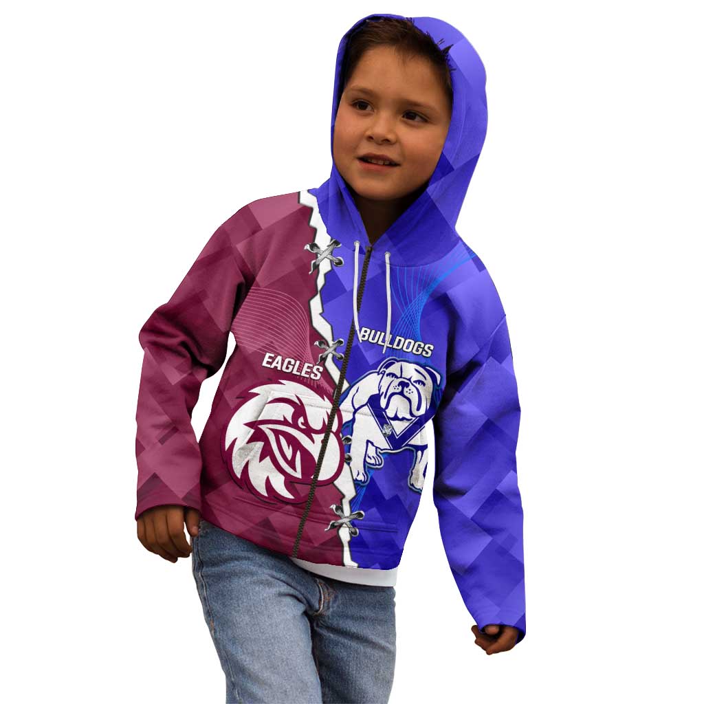 Personalised Bulldogs And Eagles Rugby Kid Hoodie Dynamic Style