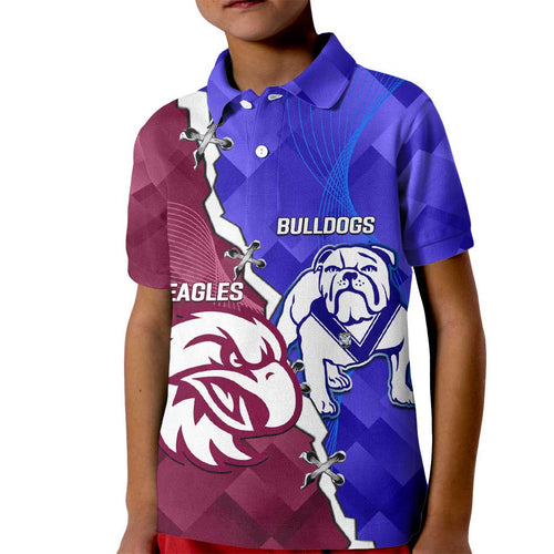 Personalised Bulldogs And Eagles Rugby Kid Polo Shirt Dynamic Style