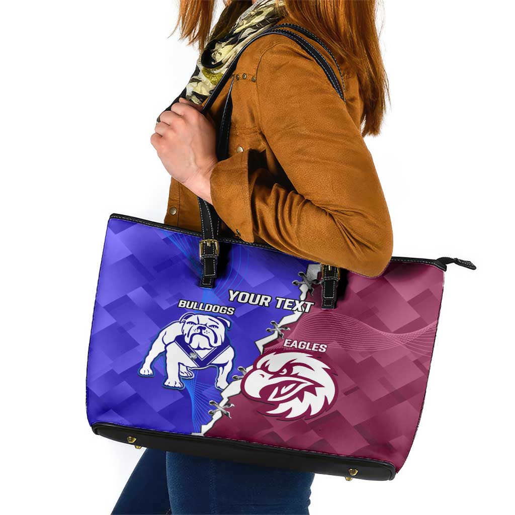 Personalised Bulldogs And Eagles Rugby Leather Tote Bag Dynamic Style