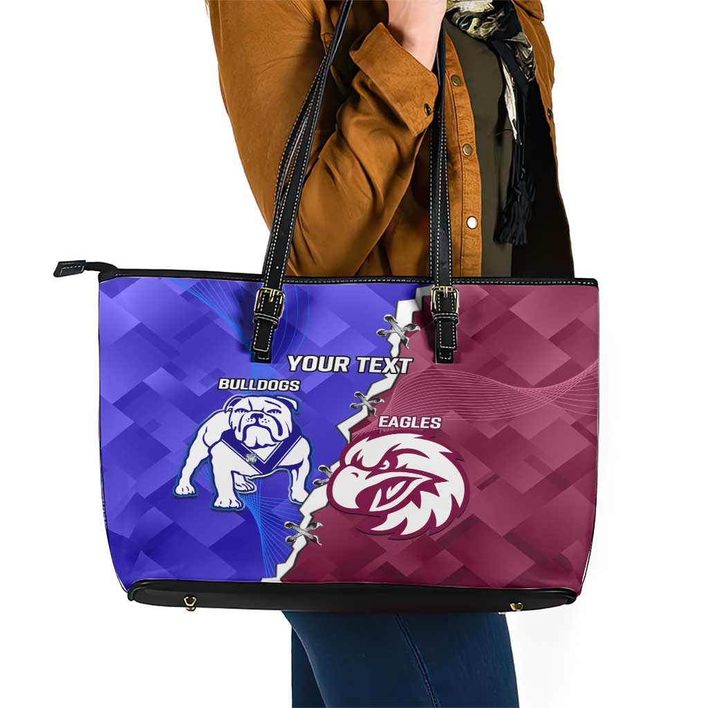 Personalised Bulldogs And Eagles Rugby Leather Tote Bag Dynamic Style
