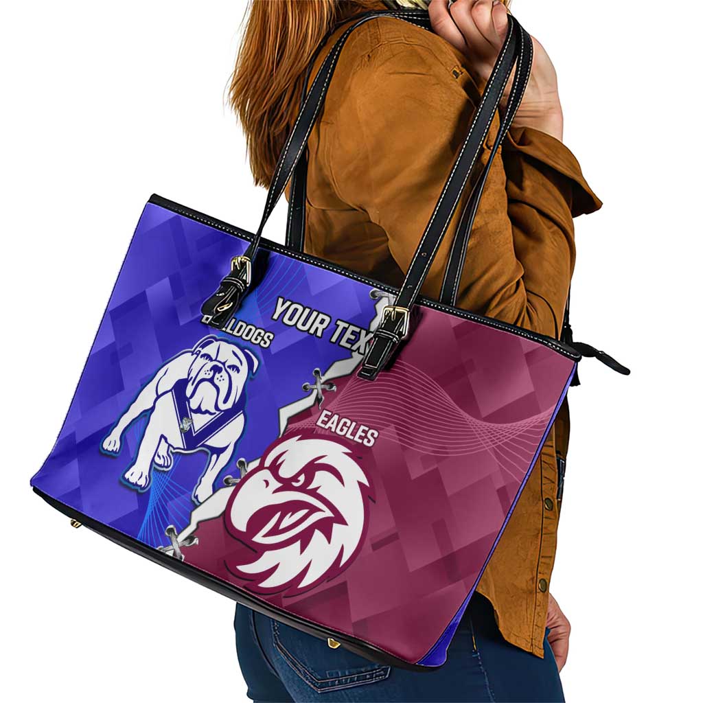 Personalised Bulldogs And Eagles Rugby Leather Tote Bag Dynamic Style