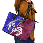 Personalised Bulldogs And Eagles Rugby Leather Tote Bag Dynamic Style