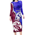 Personalised Bulldogs And Eagles Rugby Long Sleeve Bodycon Dress Dynamic Style