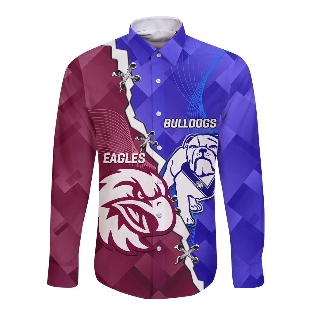 Personalised Bulldogs And Eagles Rugby Long Sleeve Button Shirt Dynamic Style