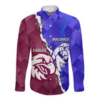 Personalised Bulldogs And Eagles Rugby Long Sleeve Button Shirt Dynamic Style