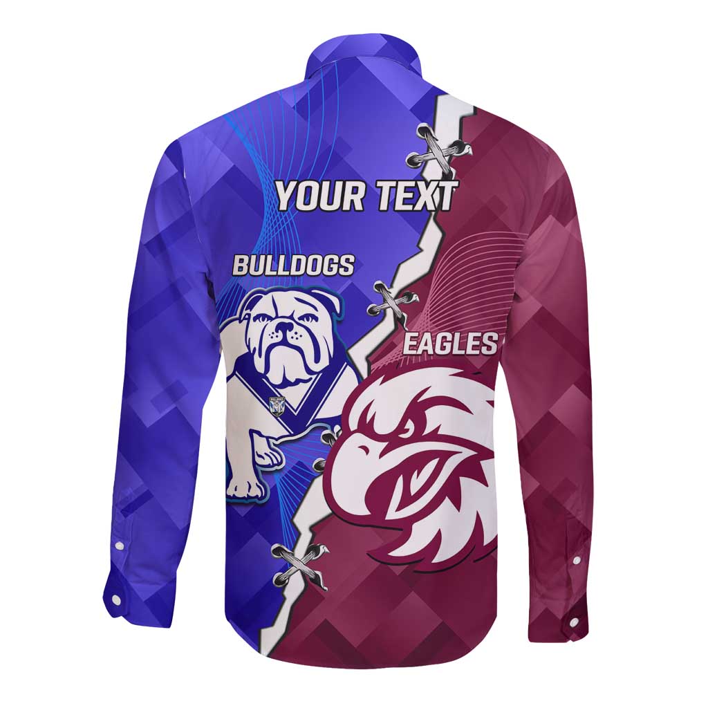 Personalised Bulldogs And Eagles Rugby Long Sleeve Button Shirt Dynamic Style