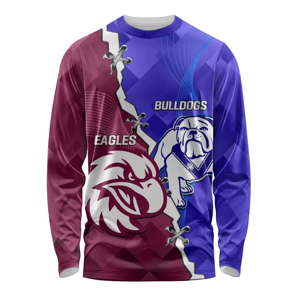 Personalised Bulldogs And Eagles Rugby Long Sleeve Shirt Dynamic Style