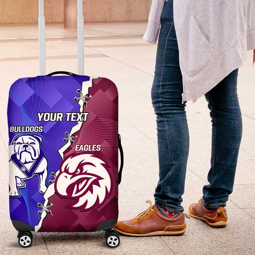 Personalised Bulldogs And Eagles Rugby Luggage Cover Dynamic Style