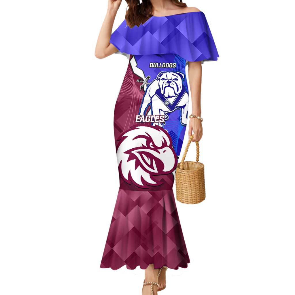 Personalised Bulldogs And Eagles Rugby Mermaid Dress Dynamic Style