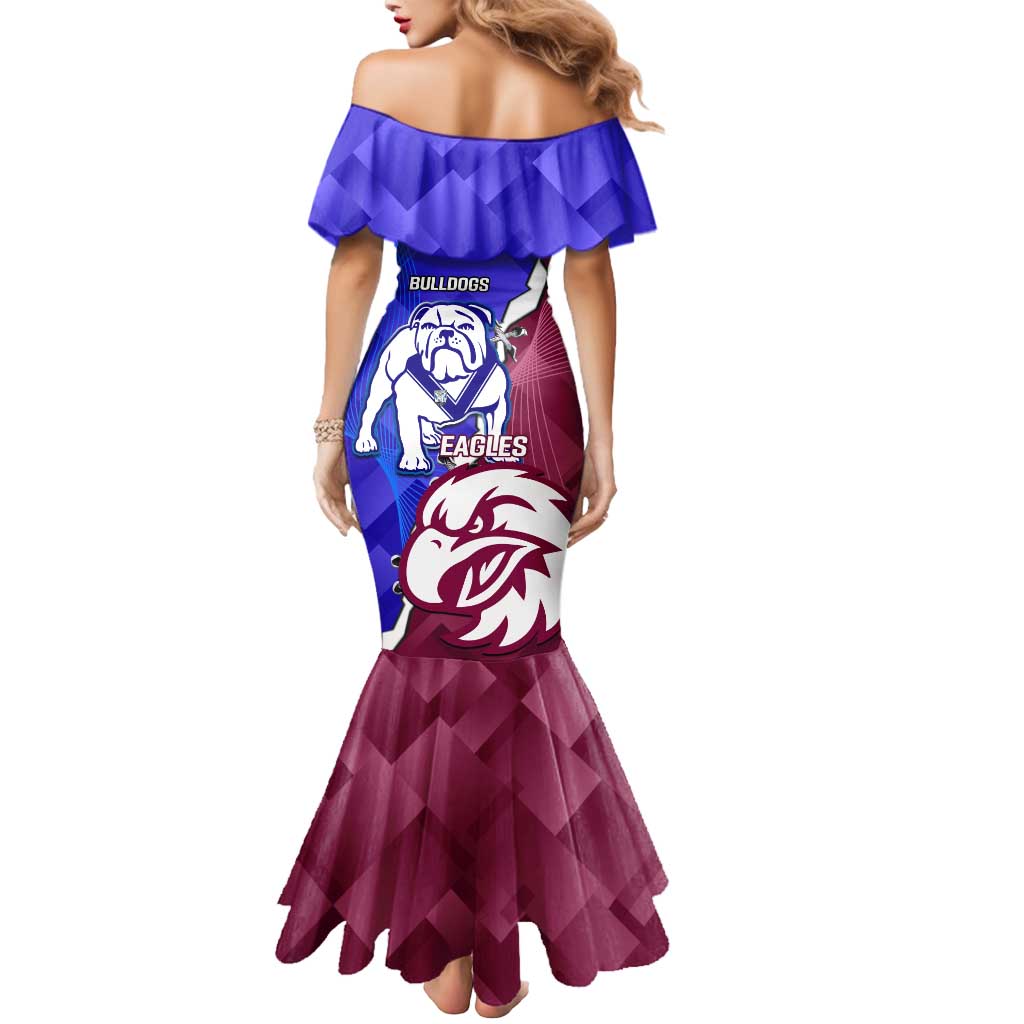 Personalised Bulldogs And Eagles Rugby Mermaid Dress Dynamic Style