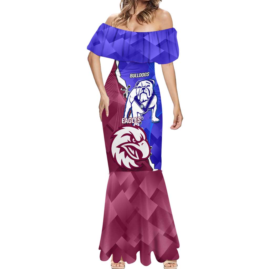 Personalised Bulldogs And Eagles Rugby Mermaid Dress Dynamic Style