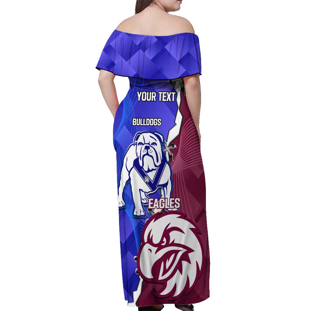 Personalised Bulldogs And Eagles Rugby Off Shoulder Maxi Dress Dynamic Style