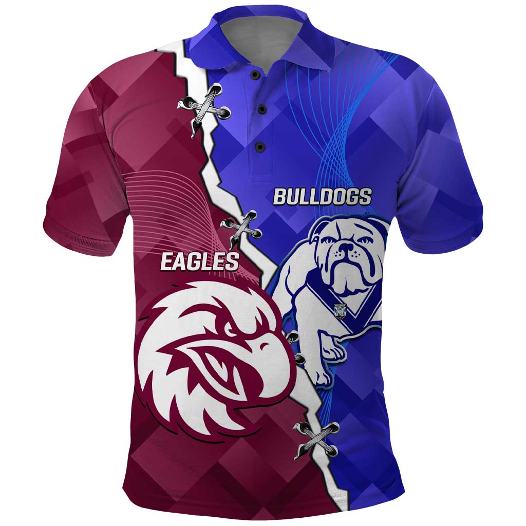 Personalised Bulldogs And Eagles Rugby Polo Shirt Dynamic Style