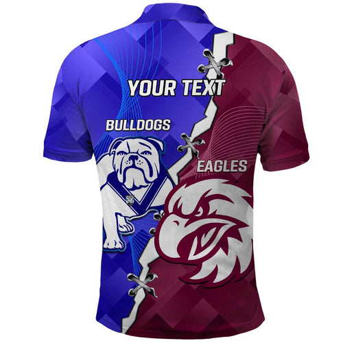 Personalised Bulldogs And Eagles Rugby Polo Shirt Dynamic Style