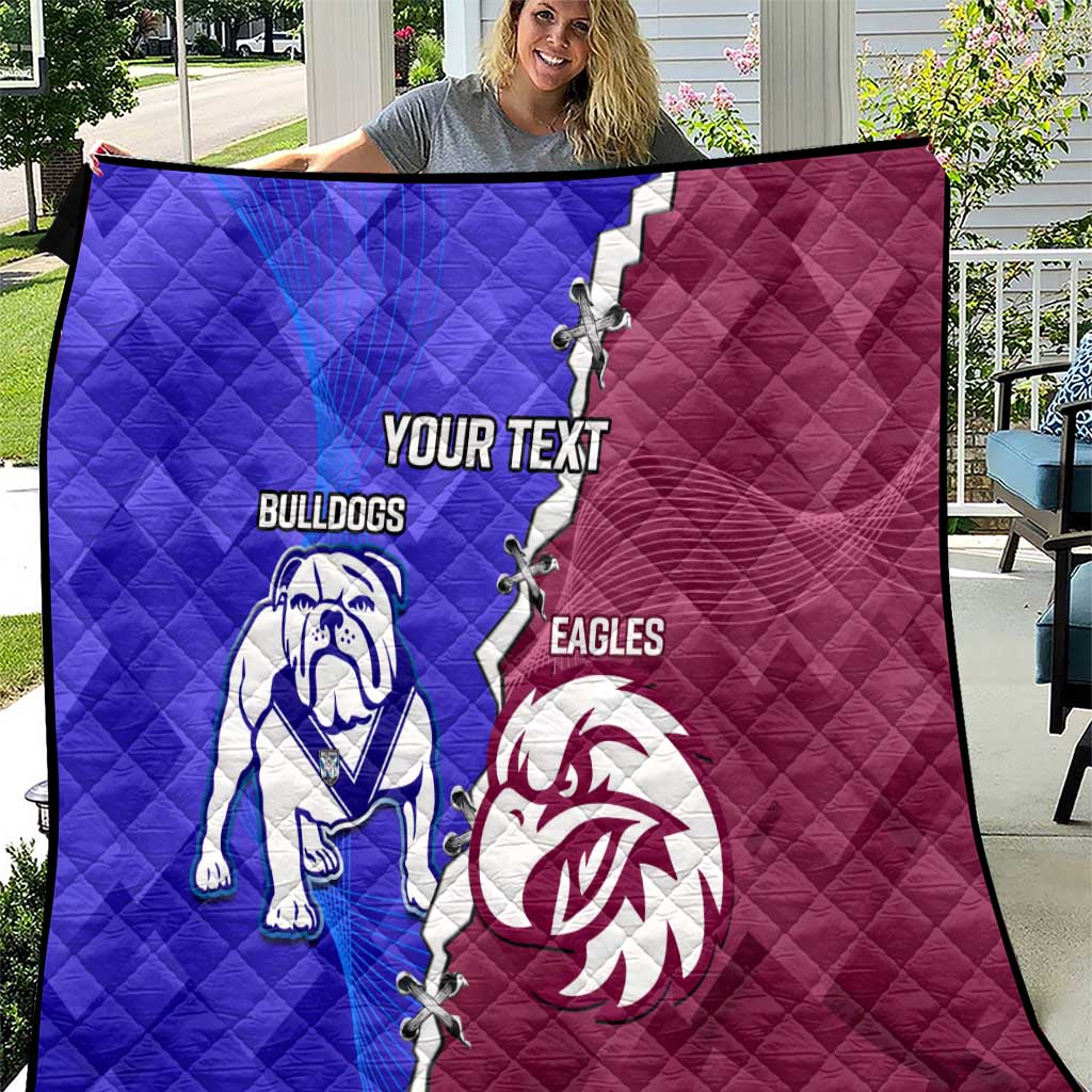 Personalised Bulldogs And Eagles Rugby Quilt Dynamic Style