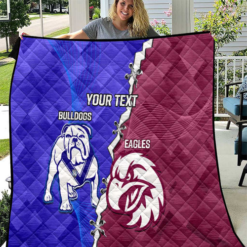 Personalised Bulldogs And Eagles Rugby Quilt Dynamic Style