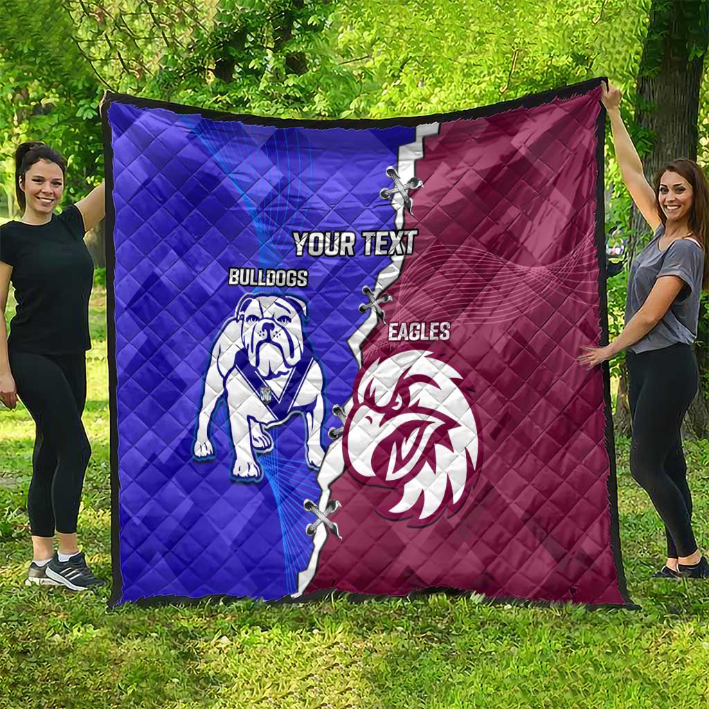 Personalised Bulldogs And Eagles Rugby Quilt Dynamic Style