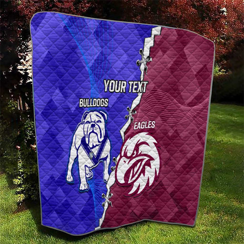 Personalised Bulldogs And Eagles Rugby Quilt Dynamic Style