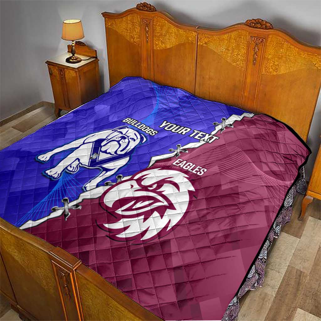 Personalised Bulldogs And Eagles Rugby Quilt Dynamic Style