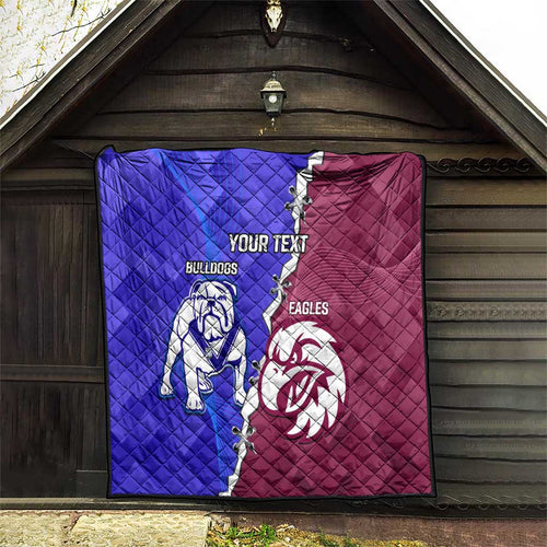 Personalised Bulldogs And Eagles Rugby Quilt Dynamic Style