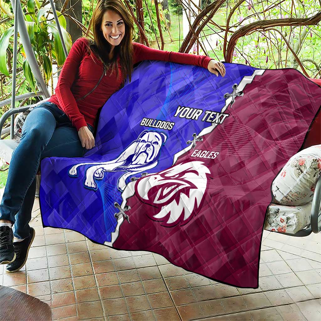Personalised Bulldogs And Eagles Rugby Quilt Dynamic Style