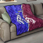Personalised Bulldogs And Eagles Rugby Quilt Dynamic Style