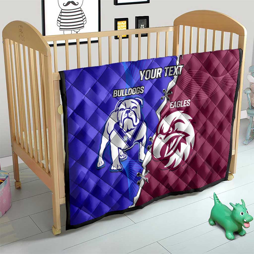 Personalised Bulldogs And Eagles Rugby Quilt Dynamic Style