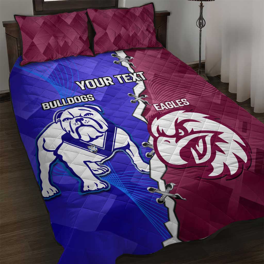 Personalised Bulldogs And Eagles Rugby Quilt Bed Set Dynamic Style