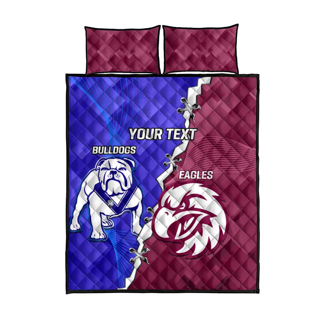Personalised Bulldogs And Eagles Rugby Quilt Bed Set Dynamic Style
