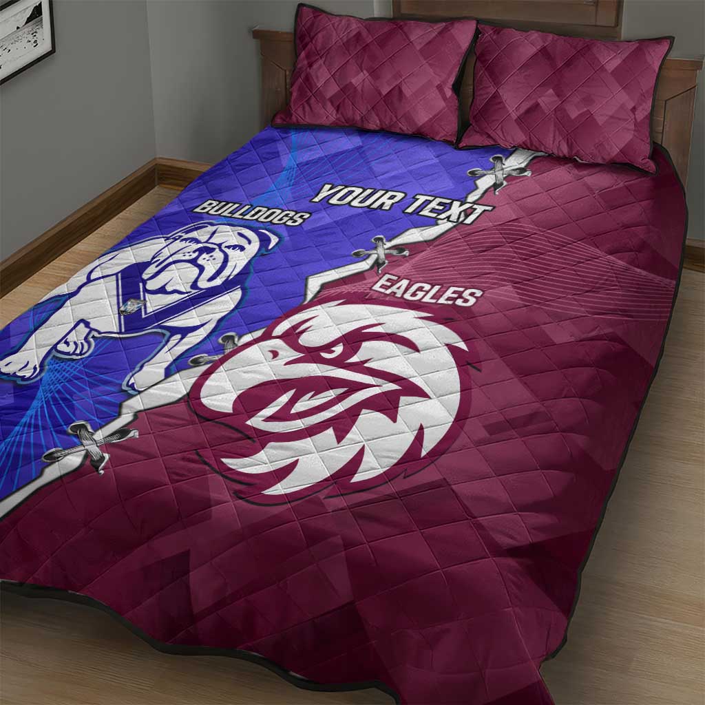 Personalised Bulldogs And Eagles Rugby Quilt Bed Set Dynamic Style