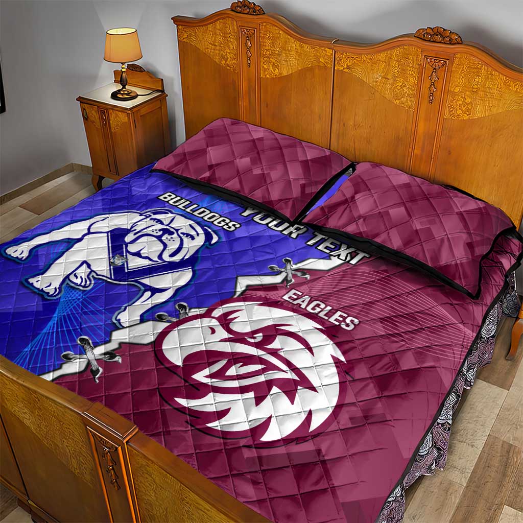 Personalised Bulldogs And Eagles Rugby Quilt Bed Set Dynamic Style