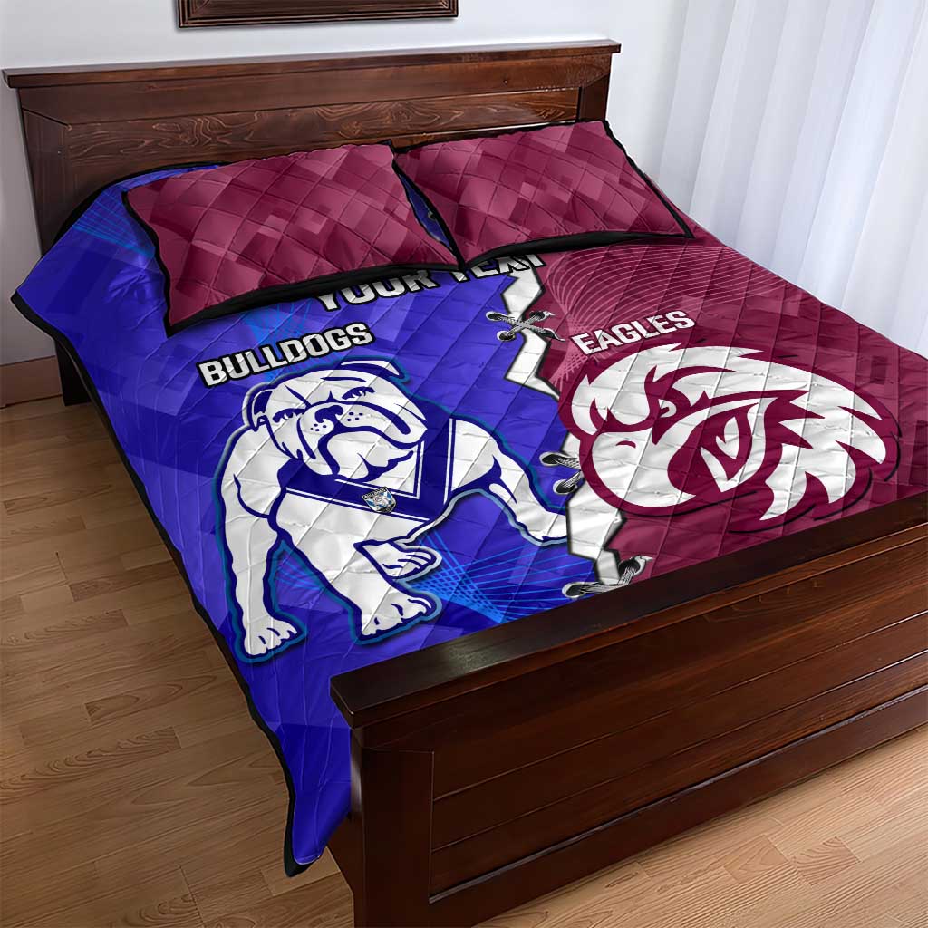 Personalised Bulldogs And Eagles Rugby Quilt Bed Set Dynamic Style