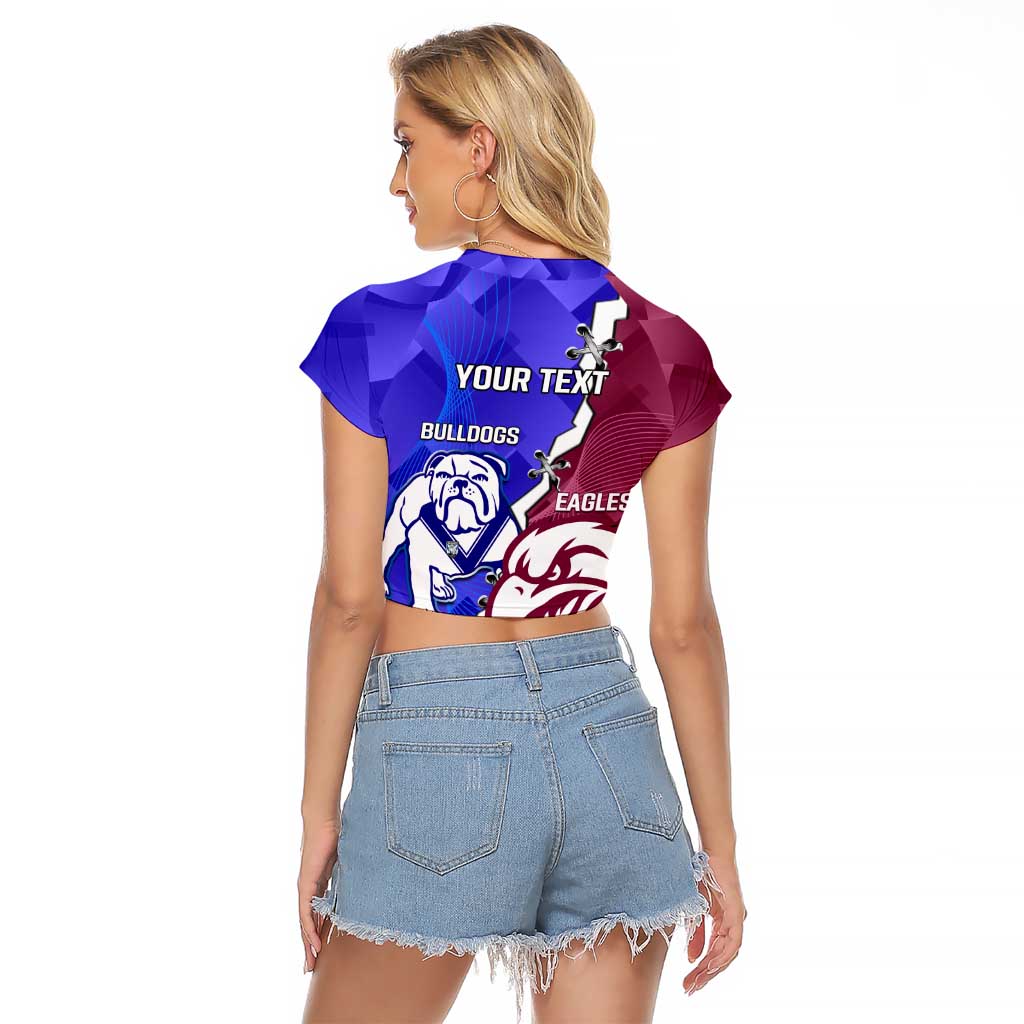 Personalised Bulldogs And Eagles Rugby Raglan Cropped T Shirt Dynamic Style