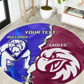 Personalised Bulldogs And Eagles Rugby Round Carpet Dynamic Style