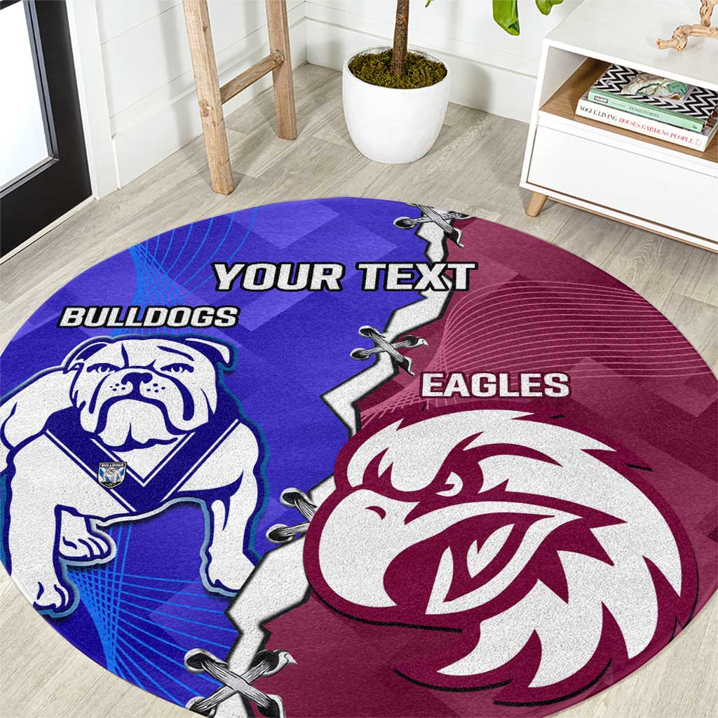 Personalised Bulldogs And Eagles Rugby Round Carpet Dynamic Style