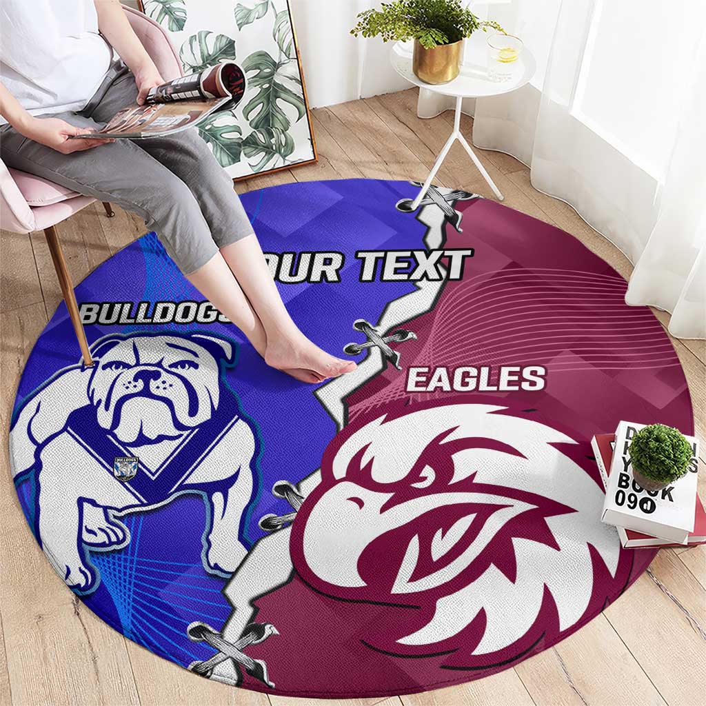 Personalised Bulldogs And Eagles Rugby Round Carpet Dynamic Style