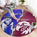 Personalised Bulldogs And Eagles Rugby Round Carpet Dynamic Style