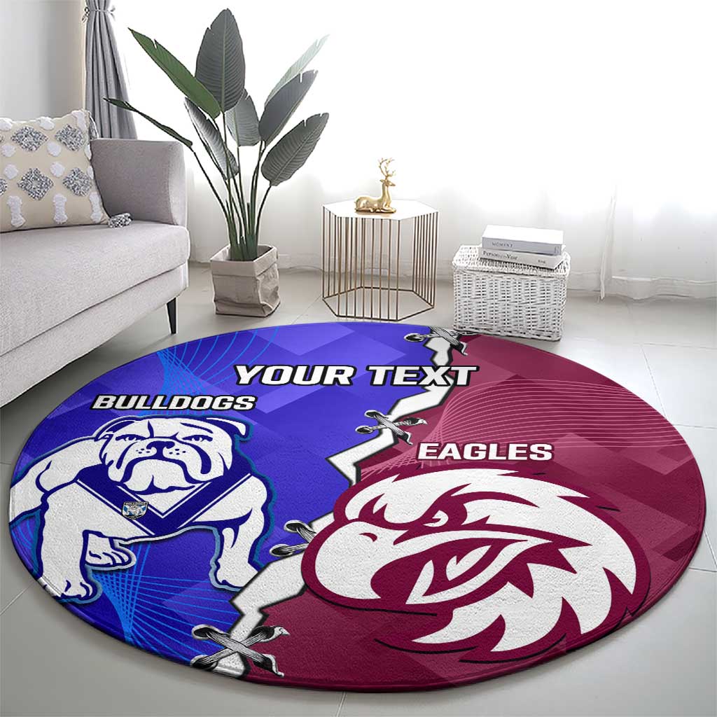 Personalised Bulldogs And Eagles Rugby Round Carpet Dynamic Style