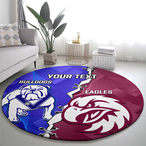 Personalised Bulldogs And Eagles Rugby Round Carpet Dynamic Style