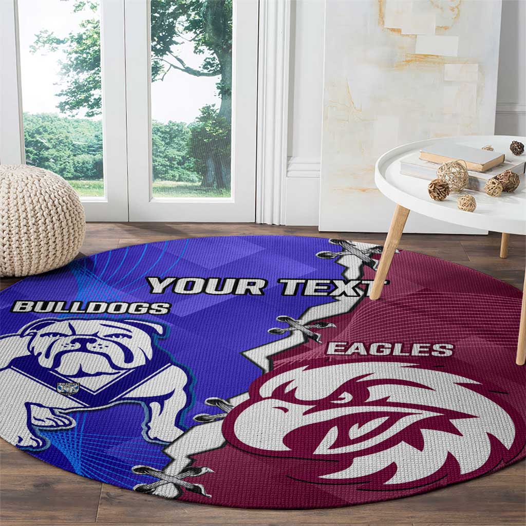 Personalised Bulldogs And Eagles Rugby Round Carpet Dynamic Style