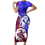 Personalised Bulldogs And Eagles Rugby Short Sleeve Bodycon Dress Dynamic Style