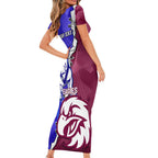 Personalised Bulldogs And Eagles Rugby Short Sleeve Bodycon Dress Dynamic Style