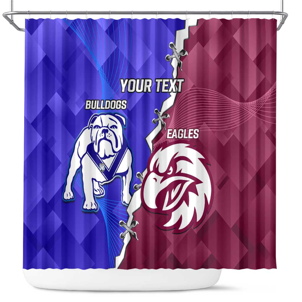 Personalised Bulldogs And Eagles Rugby Shower Curtain Dynamic Style