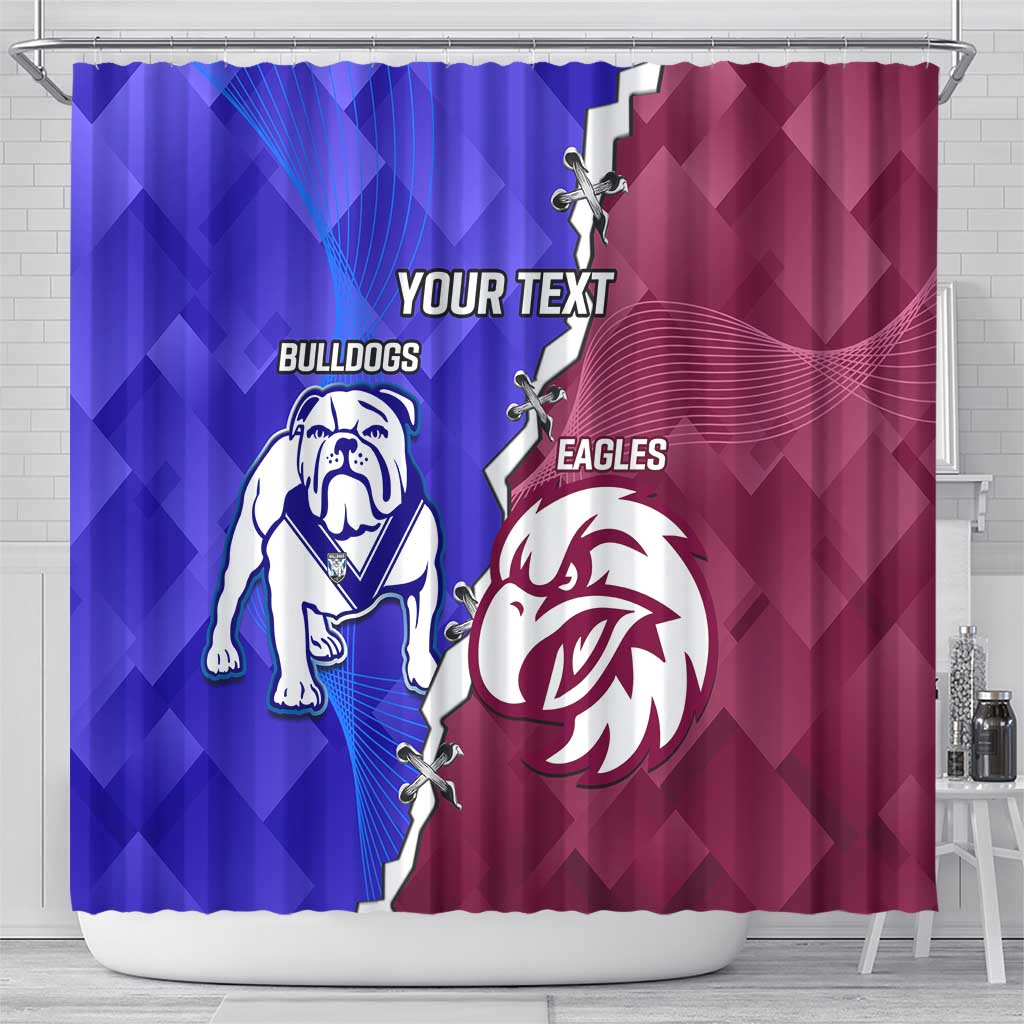 Personalised Bulldogs And Eagles Rugby Shower Curtain Dynamic Style