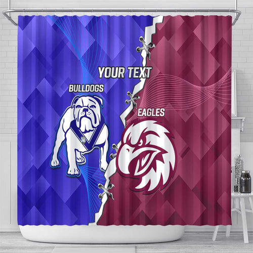 Personalised Bulldogs And Eagles Rugby Shower Curtain Dynamic Style