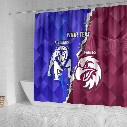 Personalised Bulldogs And Eagles Rugby Shower Curtain Dynamic Style