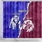 Personalised Bulldogs And Eagles Rugby Shower Curtain Dynamic Style