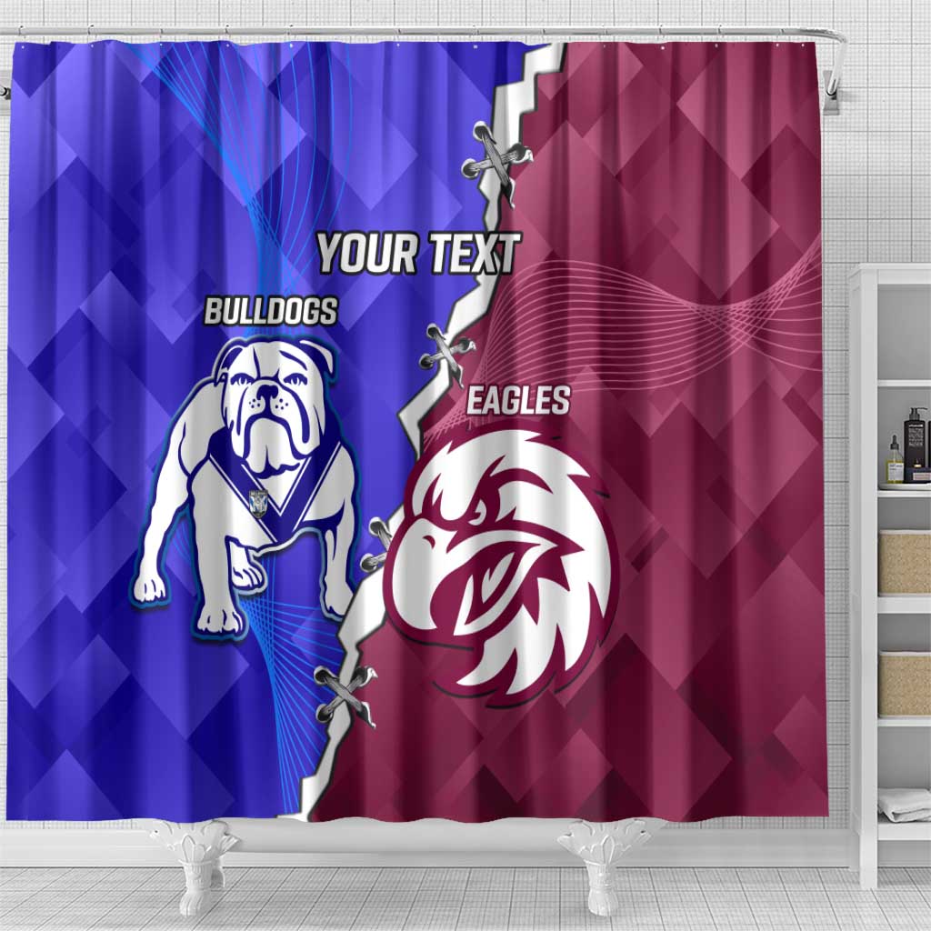 Personalised Bulldogs And Eagles Rugby Shower Curtain Dynamic Style