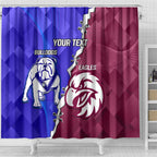Personalised Bulldogs And Eagles Rugby Shower Curtain Dynamic Style