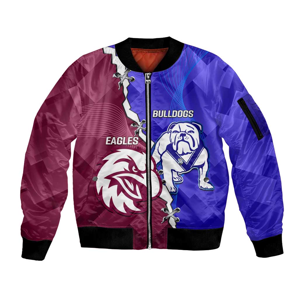 Personalised Bulldogs And Eagles Rugby Sleeve Zip Bomber Jacket Dynamic Style